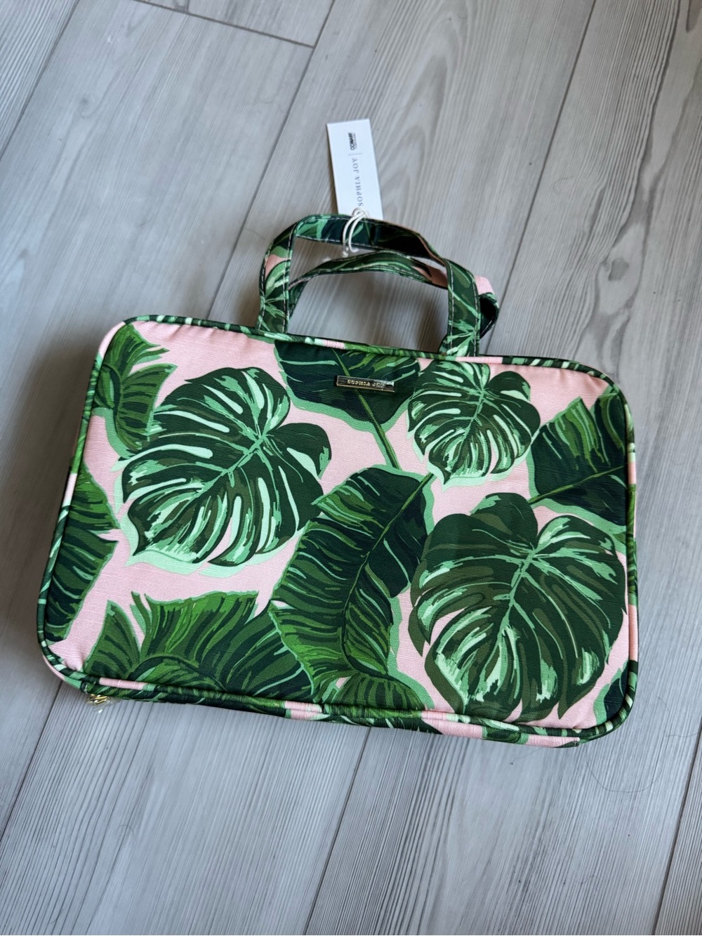 Super Cute Conair Toiletry Bag - Pink with Green Foliage